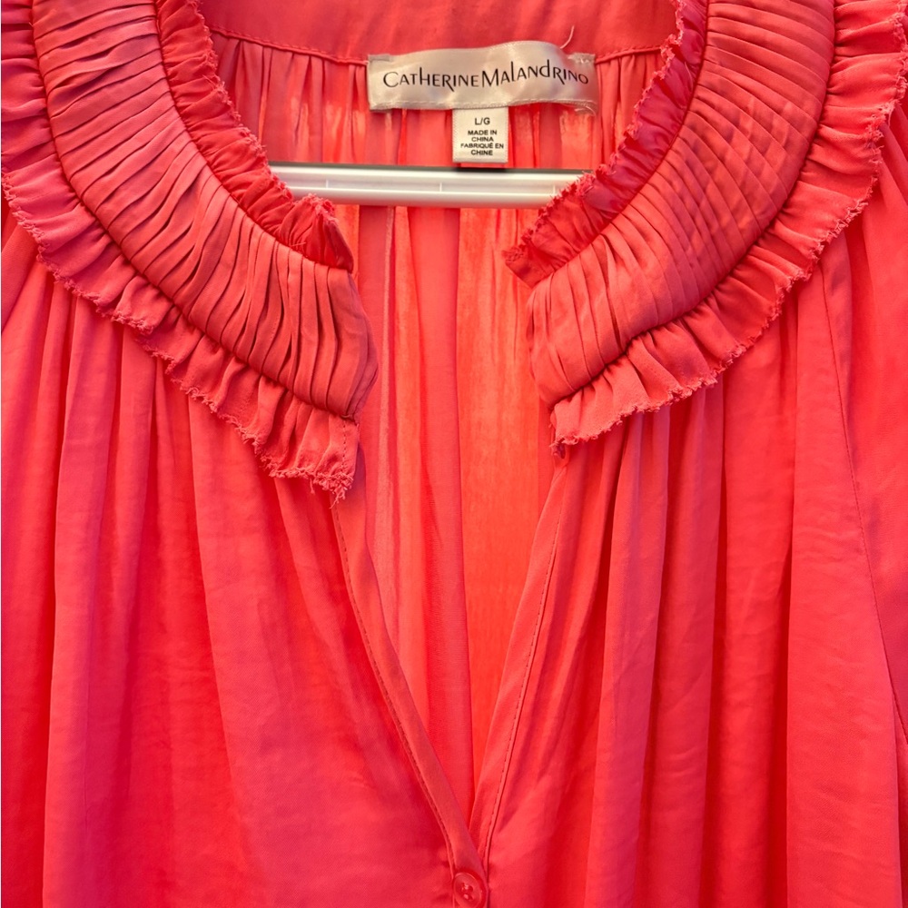 Catherine Malandrino Coral Pleated Top